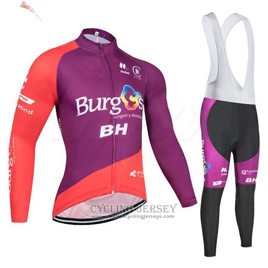 2019 Cycling Jersey Burgos BH Purple Red Long Sleeve And Bib Tight